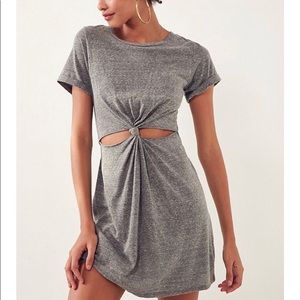 Medium Honey Punch Gray Knot Front T-Shirt Dress